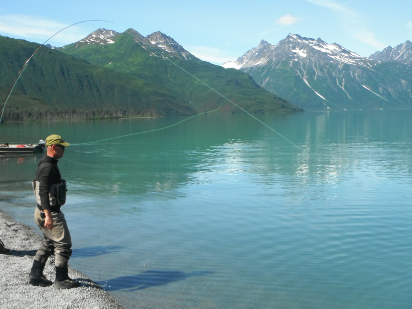 man fishing at the lake