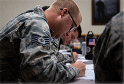 Airman taking notes