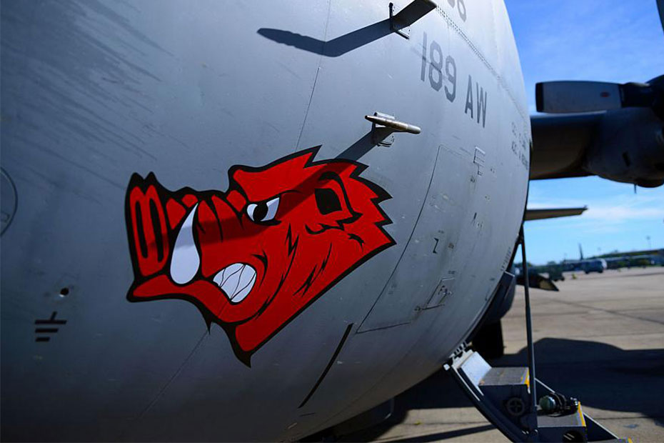 189th ALW aircraft with a hog painted on it