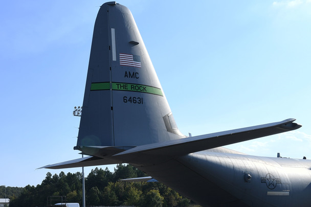 c130 tail with "The Rock" painted on it