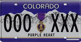 Colorado Purple Heart License Plate