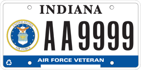 Indiana Air Force Veteran plate