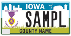 Iowa Purple Heart License Plate