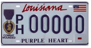 Louisiana Purple Heart License Plate