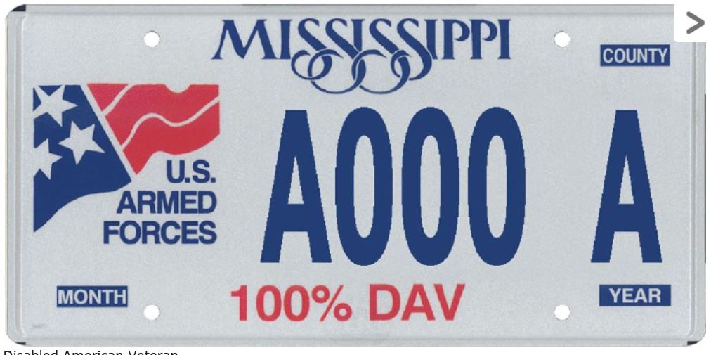 Mississippi Disabled Veteran License Plate