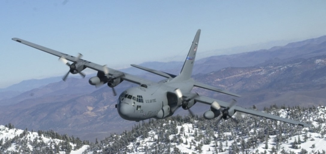 152nd c130 flying over mountains