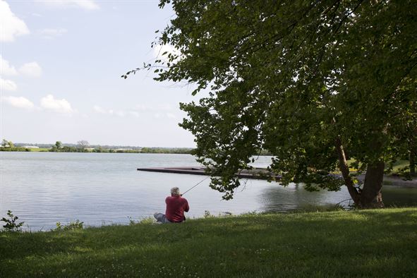 man fishing at the lake