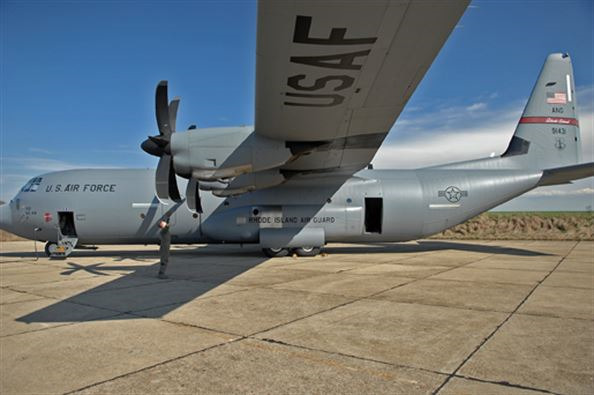 Air National Guard c130 on the ramp