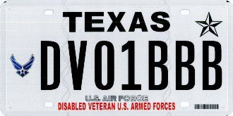 TX Disabled Veteran License Plate