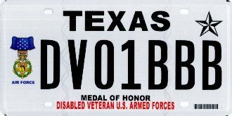 TX Medal of Honor Army Plate