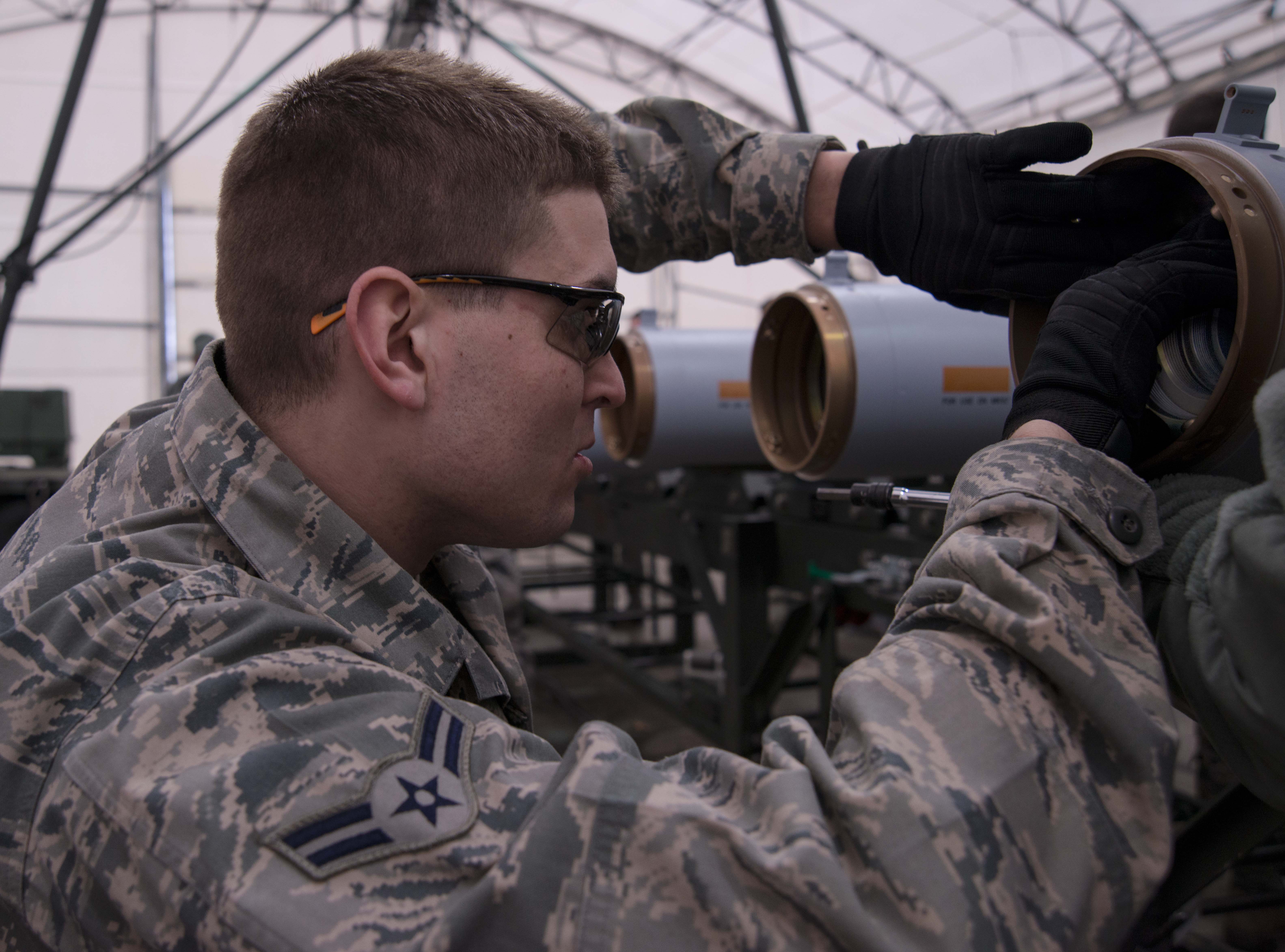 Airman working on an aircraft