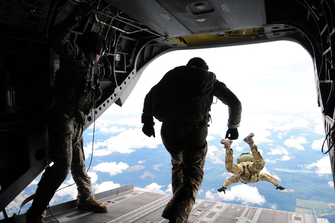 jumping out of a plane